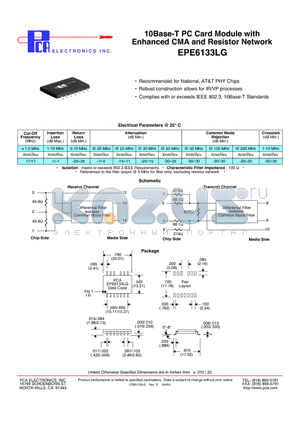 EPE6133LG datasheet - 10Base-T PC Card Module