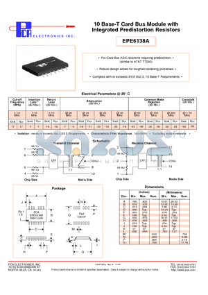 EPE6138A datasheet - 10 Base-T Card Bus Module with Integrated Predistortion Resistors