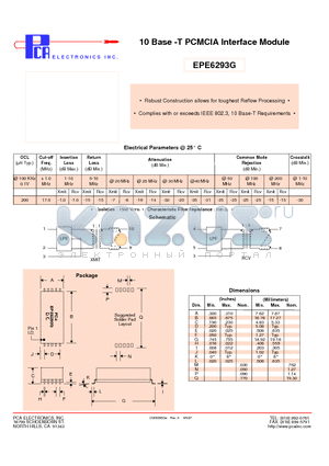 EPE6293G datasheet - 10 Base -T PCMCIA Interface Module