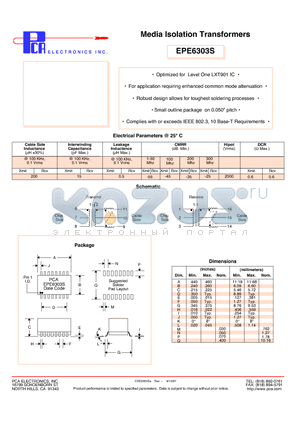 EPE6303S datasheet - Media Isolation Transformers