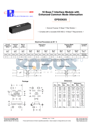 EPE6362G datasheet - 10 Base-T Interface Module with Enhanced Common Mode Attenuation