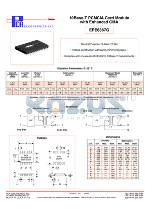 EPE6367G datasheet - 10Base-T PCMCIA Card Module with Enhanced CMA