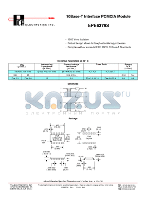 EPE6379S datasheet - 10Base-T Interface PCMCIA Module