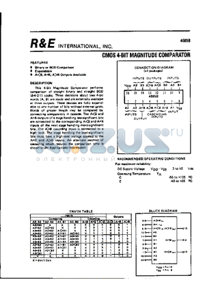 4585B datasheet - CMOS 4-BIT MAGNITUDE COMPARATOR