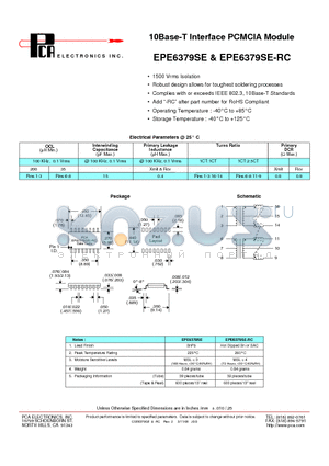 EPE6379SE datasheet - 10Base-T Interface PCMCIA Module