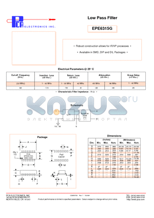 EPE6315G datasheet - Low Pass Filter