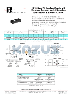 EPF8017GH_09 datasheet - 10/100Base-TX Interface Module with Enhanced Common Mode Attenuation