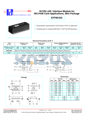 EPF8018G datasheet - 10/100 LAN Interface Module for NIC/HUB Card Applications, Mini Package