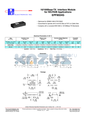 EPF8024G_09 datasheet - 10/100Base-TX Interface Module for NIC/HUB Applications