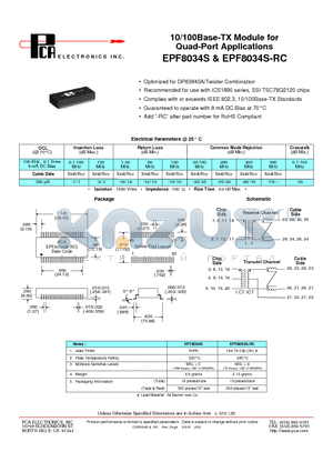 EPF8034S-RC datasheet - 10/100Base-TX Module for Quad-Port Applications