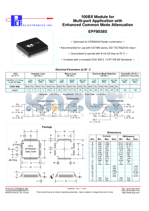 EPF8038S datasheet - 100BX Module for Multi-port Application with Enhanced Common Mode Attenuation