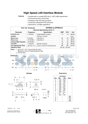 EPF8041 datasheet - High Speed LAN Interface Module