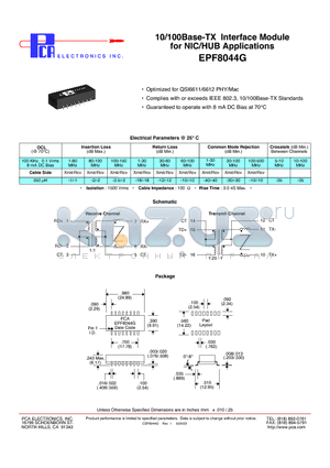 EPF8044G datasheet - 10/100Base-TX Interface Module for NIC/HUB Applications
