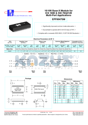EPF8047SM datasheet - 10/100 Base-X Module for ICS 1890 & SSI 78Q2120 Multi-Port Applications