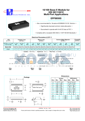 EPF8050S datasheet - 10/100 Base-X Module for QSI 6611/6612 Multi-Port Applications