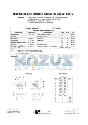 EPF8030G datasheet - High Speed LAN Interface Module for QSI 6611/6612