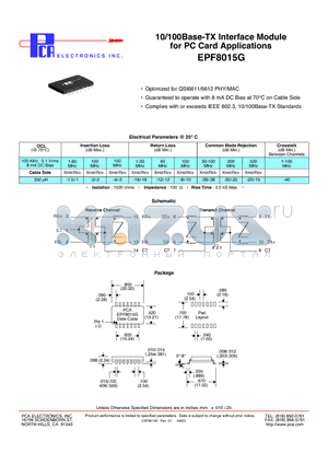 EPF8015G_09 datasheet - 10/100Base-TX Interface Module for PC Card Applications