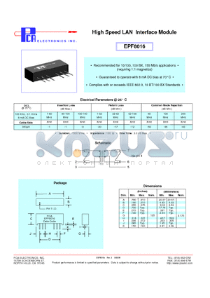 EPF8016 datasheet - High Speed LAN Interface Module