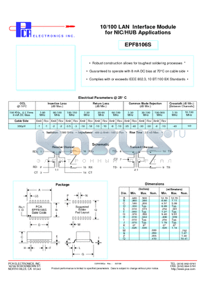 EPF8106S datasheet - 10/100 LAN Interface Module for NIC/HUB Applications