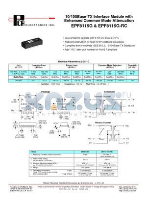 EPF8115G datasheet - 10/100Base-TX Interface Module with Enhanced Common Mode Attenuation