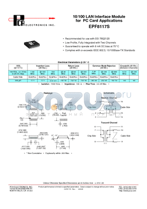 EPF8117S datasheet - 10/100 LAN Interface Module for PC Card Applications