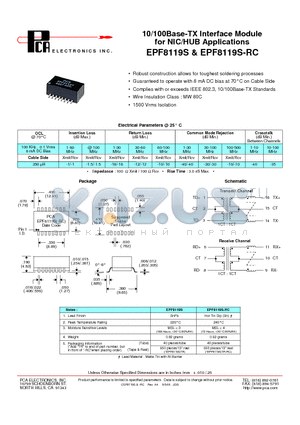 EPF8119S-RC datasheet - 10/100Base-TX Interface Module for NIC/HUB Applications