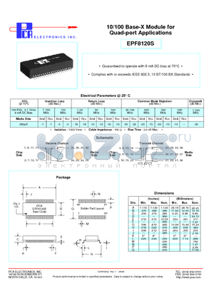 EPF8120S datasheet - 10/100 Base-X Module for Quad-port Applications