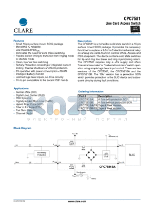 CPC7581 datasheet - Line Card Access Switch