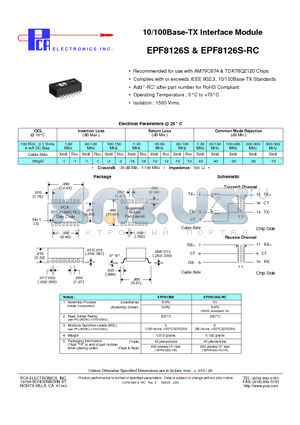 EPF8126S-RC datasheet - 10/100Base-TX Interface Module