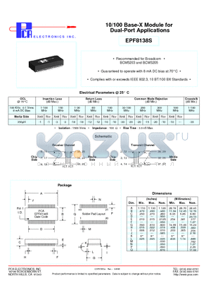 EPF8138S datasheet - 10/100 Base-X Module for Dual-Port Applications
