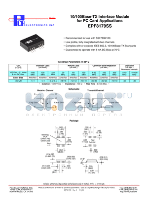 EPF8179SS datasheet - 10/100Base-TX Interface Module for PC Card Applications