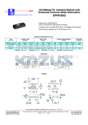 EPF8182G datasheet - 10/100Base-TX Interface Module with Enhanced Common Mode Attenuation