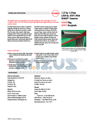 45970-2311 datasheet - 1.27 by 1.27mm (.050 by .050) Pitch SEARAY* Connector