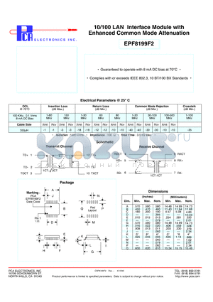 EPF8199F2 datasheet - 10/100 LAN Interface Module with Enhanced Common Mode Attenuation