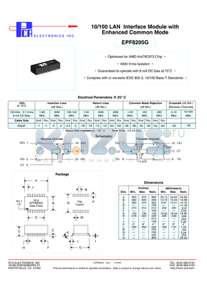 EPF8205G datasheet - 10/100 LAN Interface Module with Enhanced Common Mode