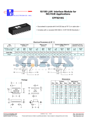 EPF8218G datasheet - 10/100 LAN Interface Module for NIC/HUB Applications