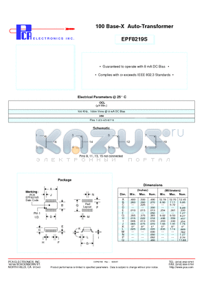 EPF8219S datasheet - 100 Base-X Auto-Transformer