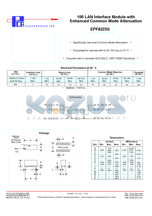 EPF8225S datasheet - 100 LAN Interface Module with Enhanced Common Mode Attenuation