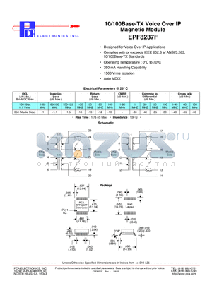 EPF8237F datasheet - 10/100Base-TX Voice Over IP Magnetic Module