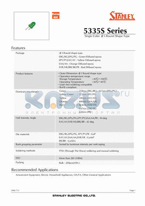 EPG/PG5335S datasheet - Single Color v5 Round Shape Type