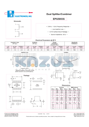 EPG5003S datasheet - Dual Splitter/Combiner