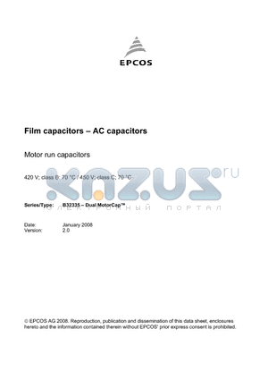 B32335 datasheet - Film capacitors - AC capacitors