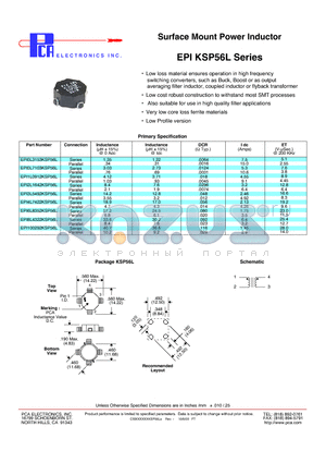 EPI0L7103KSP56L datasheet - Surface Mount Power Inductor