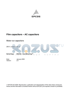 B32335B1019J070 datasheet - Film capacitors - AC capacitors