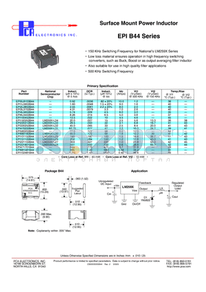 EPI0L8103B44 datasheet - Surface Mount Power Inductor