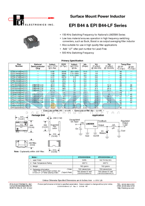 EPI0L8103B44-LF datasheet - Surface Mount Power Inductor