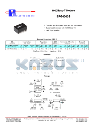EPG4000S datasheet - 1000Base-T Module