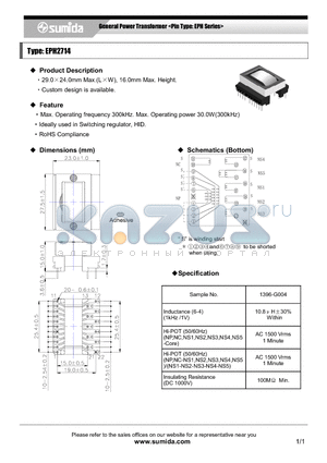 EPH2714 datasheet - General Power Transformer