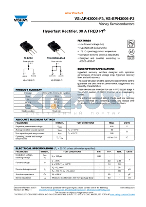EPH3006-F3 datasheet - Hyperfast Rectifier, 30 A FRED Pt