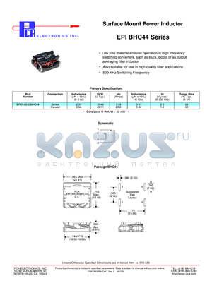 EPI0L6243BHC44 datasheet - Surface Mount Power Inductor